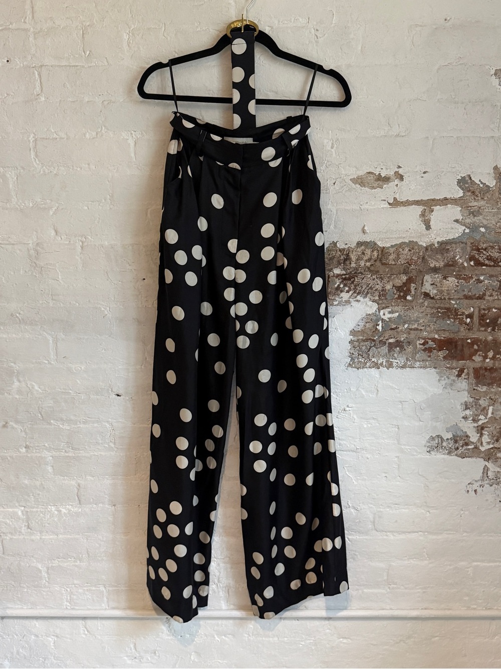 Zimmermann Black Wide-Leg Polka Dot Pants